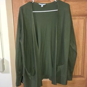 (L) olive green Time & Tru cardigan